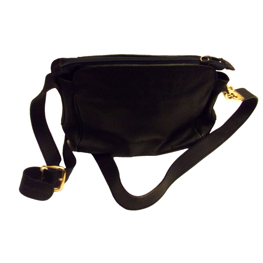 Carla Marchi Black Leather Crossbody Shoulder Bag Adjustable Strap Made in Italy